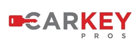 CarKey Pros logo featuring a red car key icon with gray and red text